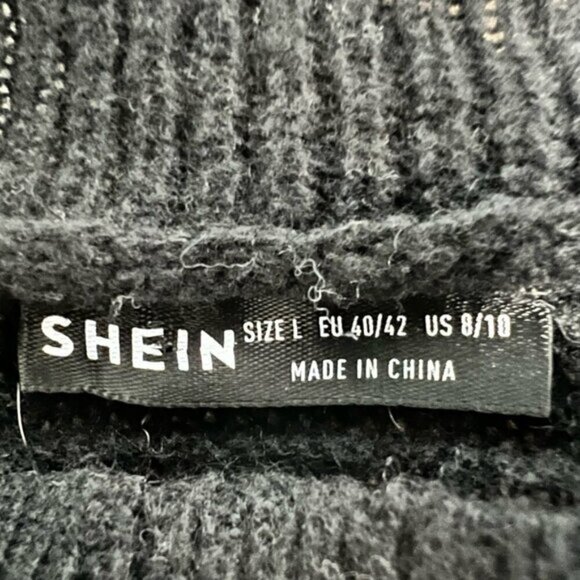 Shein Womens Sweater Dress Multicolor Striped Lace Crew Neck Long Sleeve Knit L - Picture 10 of 11